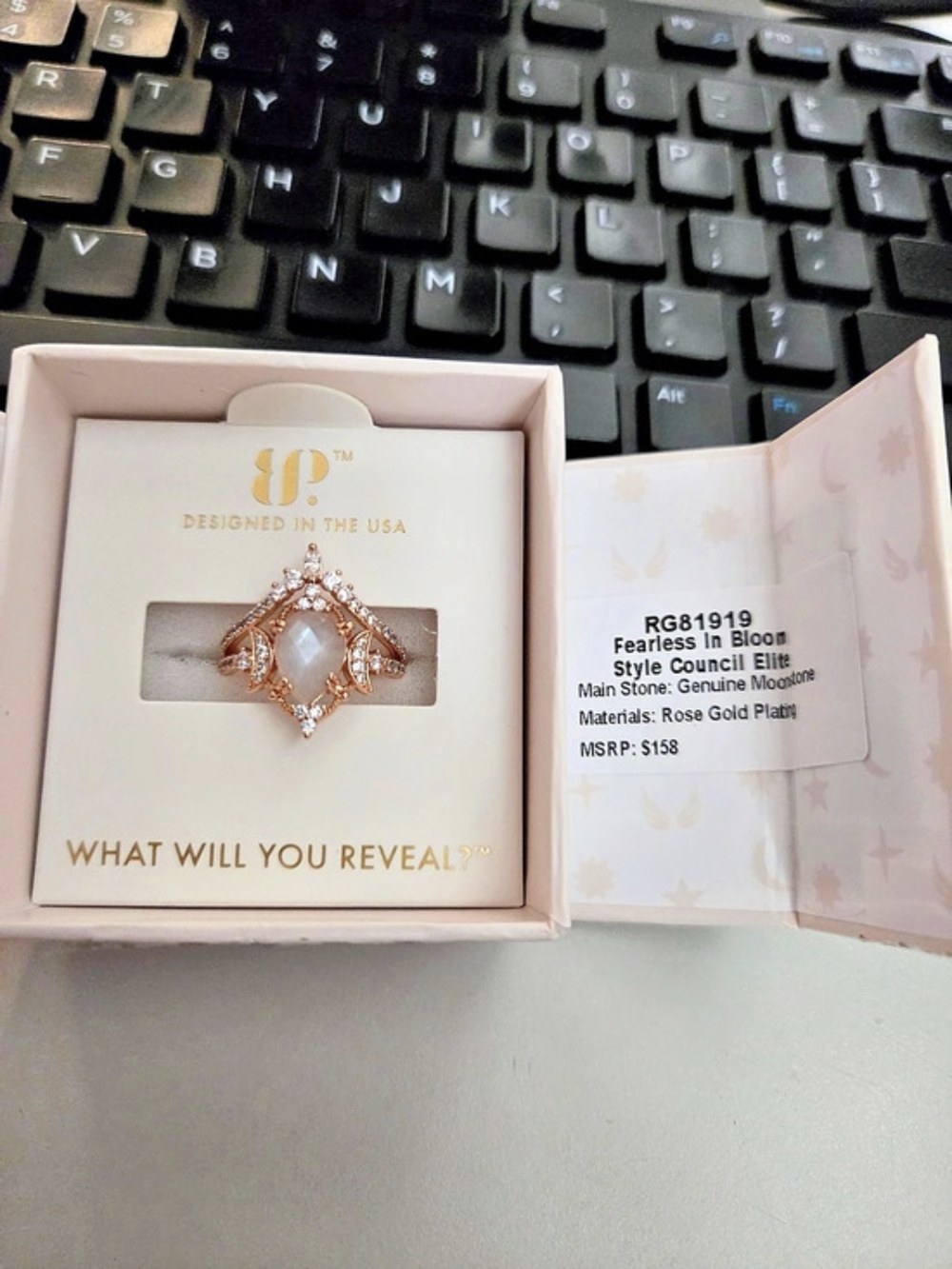 Bomb party Halo Collection Ring Size 9 Rose Gold Plating Fearless In Bloom